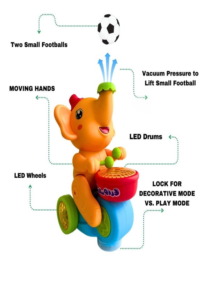ItsyToys Musical Walking Elephant Drummer Toy with Flashing Light & Sound Toy for Kids Beating Drum Blowing Ball - Image 2